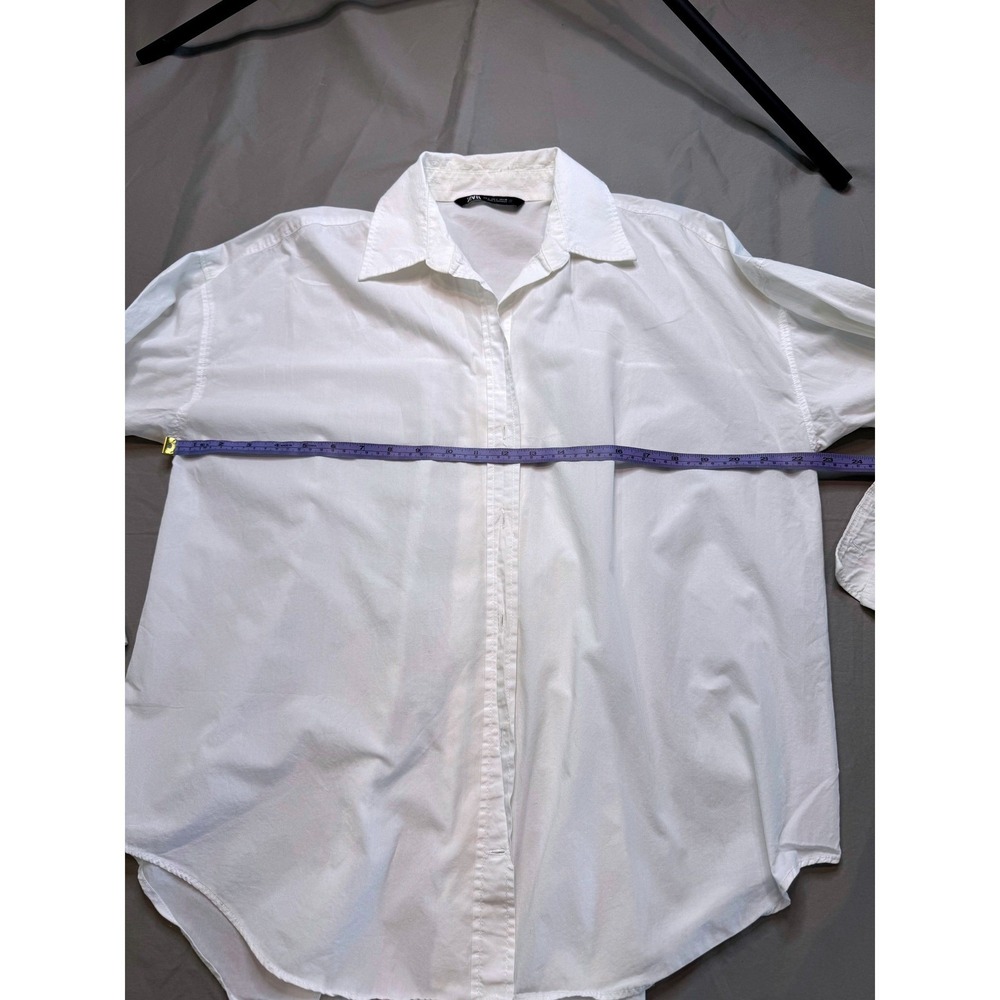 Zara Basic White Oversized Button Down Shirt Long Sleeve Cotton Poplin Large - Picture 8 of 12